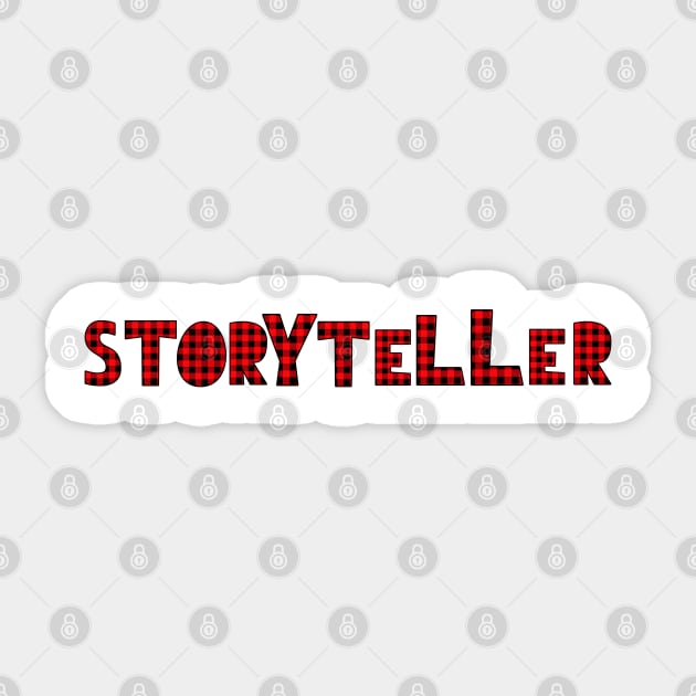 Storyteller Red and Black Check Sticker by PetraKDesigns